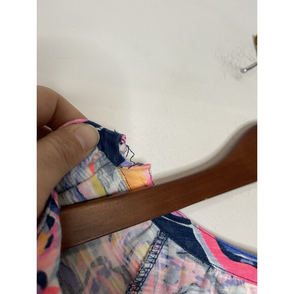 Lilly Pulitzer Womens XXS Blue Pink Romper Elastic Waist Bell Short Sleeve VNeck - Picture 3 of 11